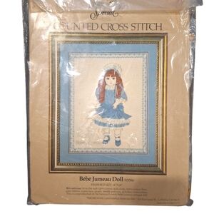 Vtg 1978 Something Special BeBe Jumeau Doll Cross Stitch Candamar Designs 14x18